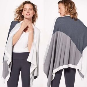 Lululemon Hatha Silk Blend Wrap Grey White OS | Lightweight Yoga Athleisure